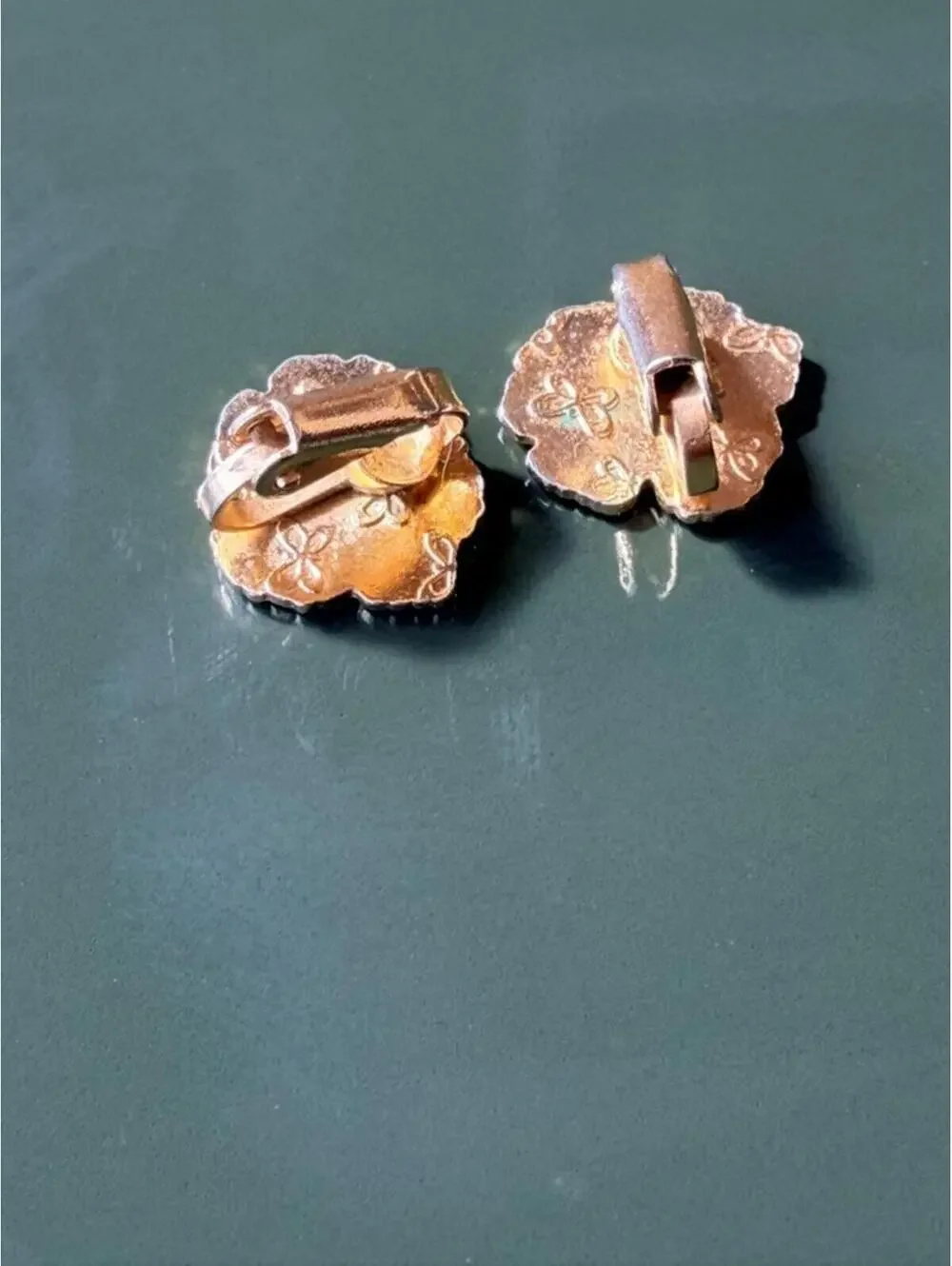 Vintage Blue Cloisonné Flower Clip Earrings